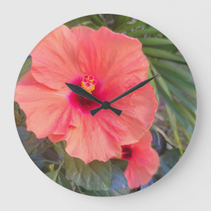 Hibiscus Glow Large Clock