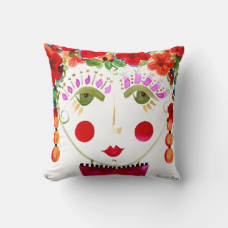 Hibiscus - Gypsy Garden Girl Cotton Pillow