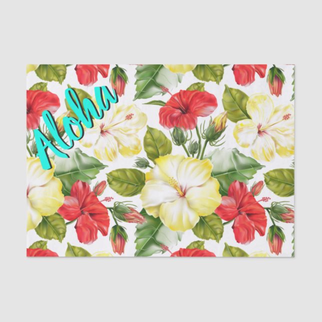 Hibiscus Hawaiian Tropical Floral Tissue Paper (Front)