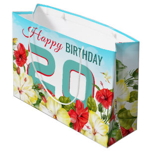 Hibiscus Hawaiian Tropical Personalised Birthday Large Gift Bag