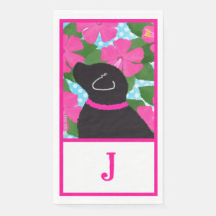 Hibiscus Island Black Dog Cloth Guest Towel Set Napkin