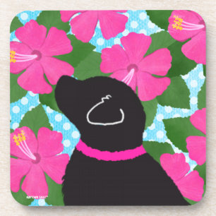 Hibiscus Island Black Dog Coaster Set
