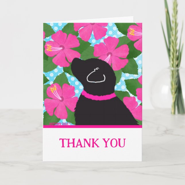 Hibiscus Island Black Thank You Folded Card (Front)