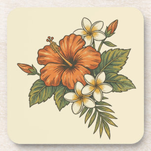 Hibiscus Island Hawaiian Motif - Reversible Scenic Coaster