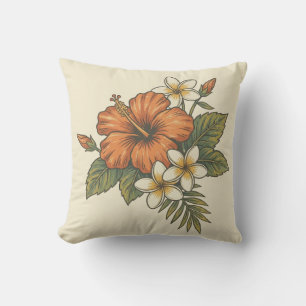 Hibiscus Island Hawaiian Motif - Reversible Scenic Cushion