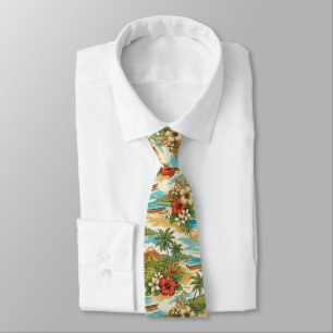 Hibiscus Island Hawaiian Scenic - Brights Tie