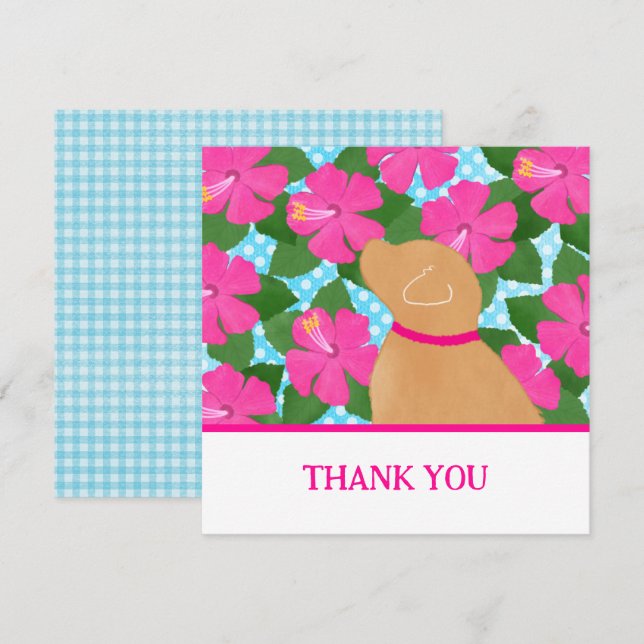 Hibiscus Island Yellow Dog Thank You Cards (Front/Back)