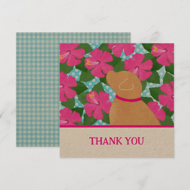 Hibiscus Island Yellow Dog Thank You Cards (Front/Back)