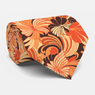 Hibiscus Jungle Floral Hawaiian Two-sided Printed Tie