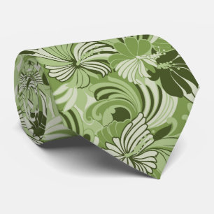 Hibiscus Jungle Floral Hawaiian Two-sided Printed Tie