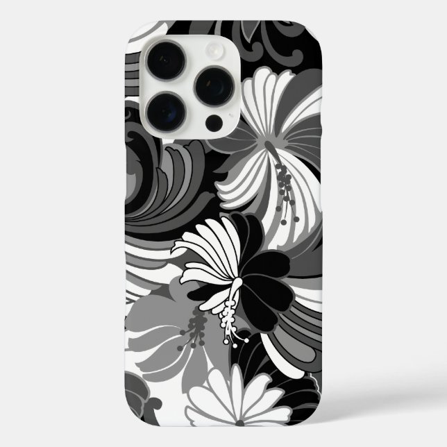 Hibiscus Jungle Hawaiian Black and Grey Case-Mate iPhone Case (Back)
