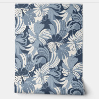 Hibiscus Jungle Hawaiian Tropical Floral - Denim
