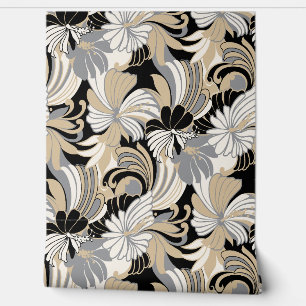 Hibiscus Jungle Hawaiian Tropical Floral - Neutral Wallpaper