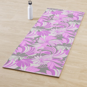 Hibiscus Jungle Hawaiian Tropical Floral - Violet Yoga Mat