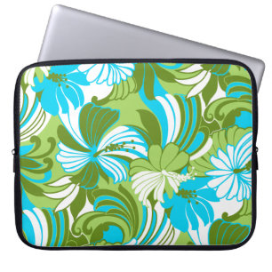 Hibiscus Jungle Hawaiian Tropical Lime Wetsuit Laptop Sleeve