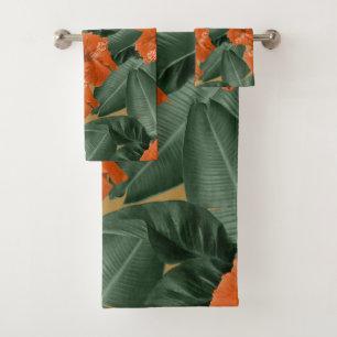 Hibiscus Jungle Leaves Dream #3 #tropical #decor  Bath Towel Set