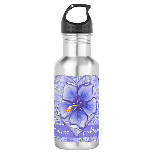 Hibiscus & lace BLUE 710 Ml Water Bottle (Front)