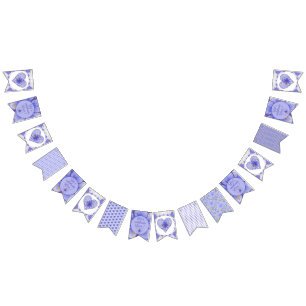 Hibiscus & lace BLUE Bunting
