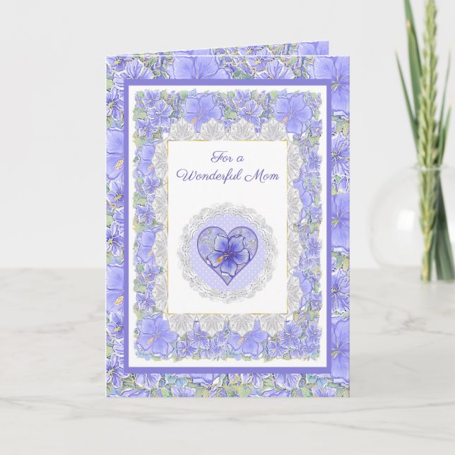 Hibiscus & lace BLUE Card (Front)