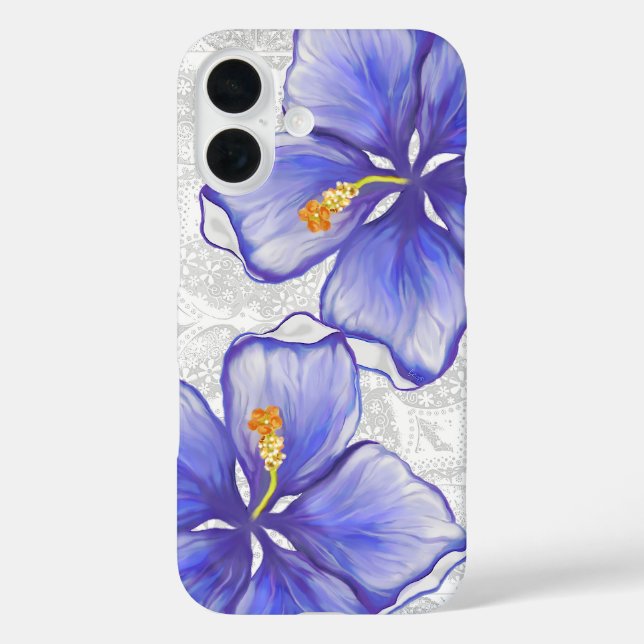 Hibiscus & lace BLUE Case-Mate iPhone Case (Back)