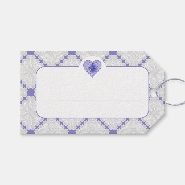 Hibiscus & lace BLUE Gift Tags (Front (Horizontal))