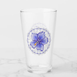 Hibiscus & lace BLUE Glass