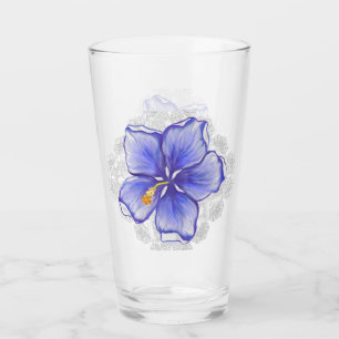 Hibiscus & lace BLUE Glass