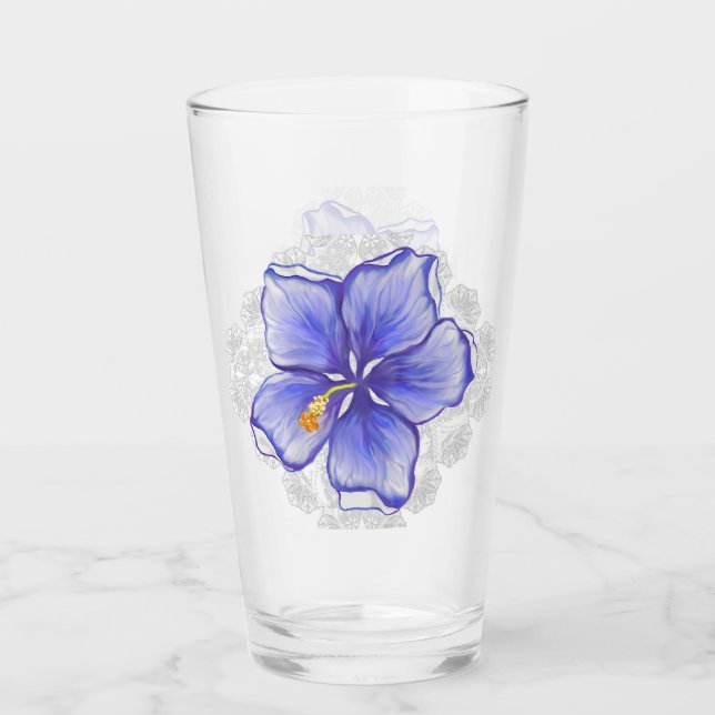 Hibiscus & lace BLUE Glass (Front)