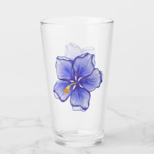 Hibiscus & lace BLUE Glass