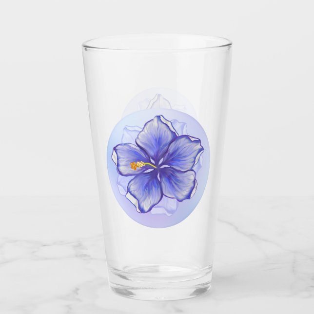 Hibiscus & lace BLUE Glass (Front)