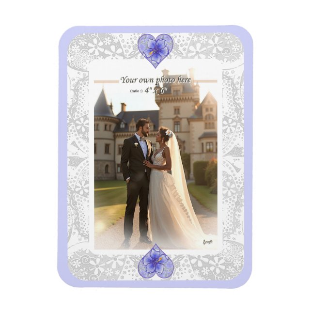 Hibiscus & lace BLUE Magnet (Vertical)