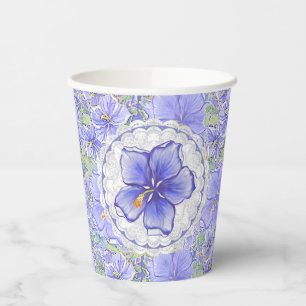 Hibiscus & lace BLUE Paper Cups
