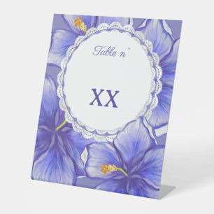 Hibiscus & lace BLUE Pedestal Sign