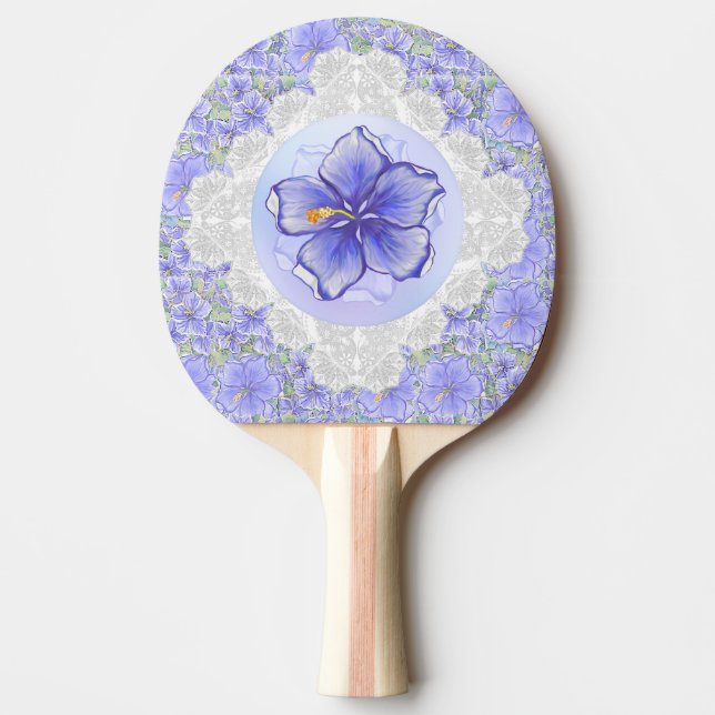 Hibiscus & lace BLUE Ping Pong Paddle (Front)