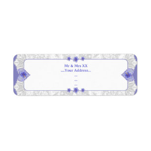 Hibiscus & lace BLUE Return Address Label