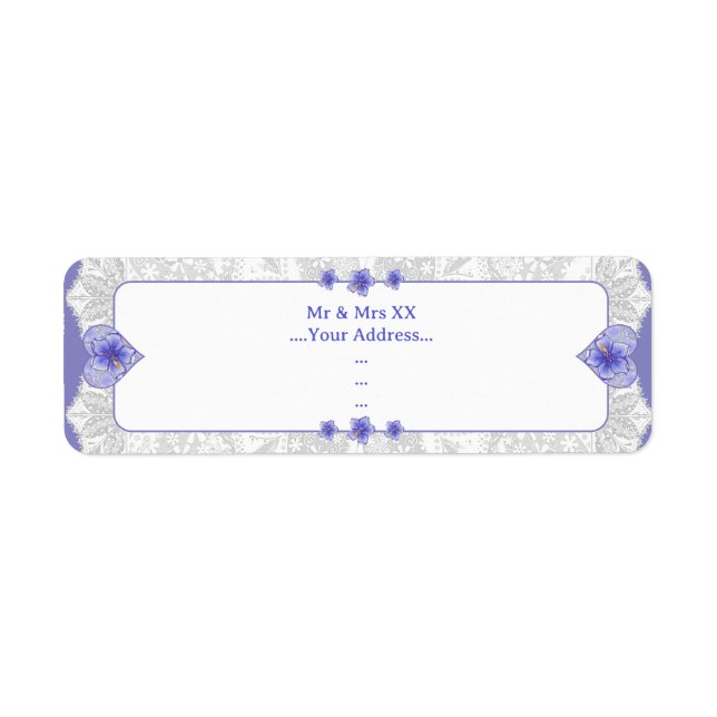 Hibiscus & lace BLUE Return Address Label (Front)