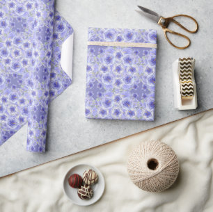 Hibiscus & lace BLUE Wrapping Paper