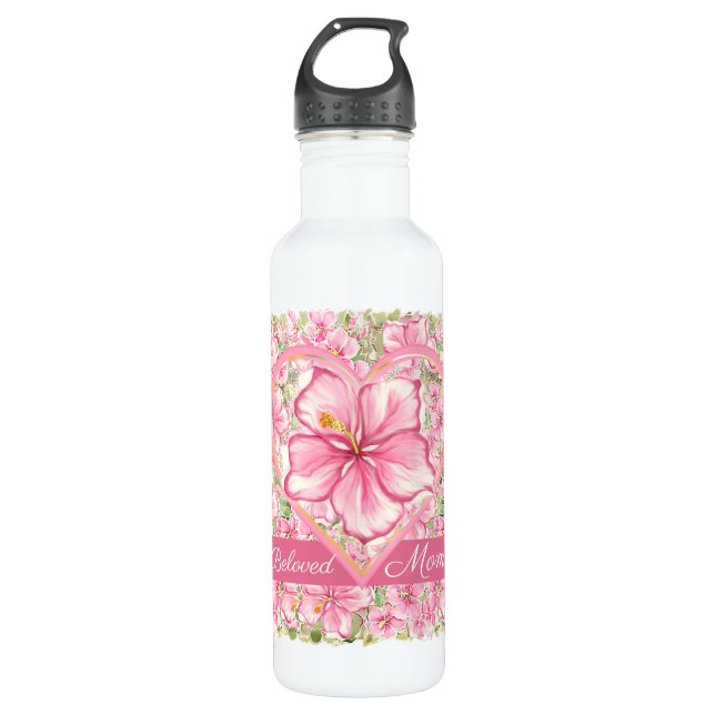 Hibiscus & lace PINK 710 Ml Water Bottle (Front)