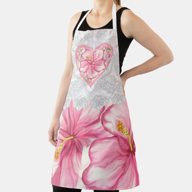 Hibiscus & lace PINK Apron (Insitu)