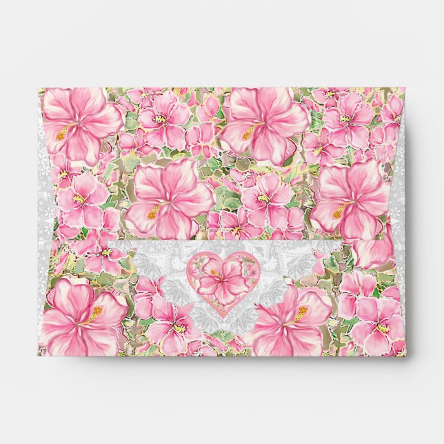 Hibiscus & lace PINK Envelope (Back (Top Flap))