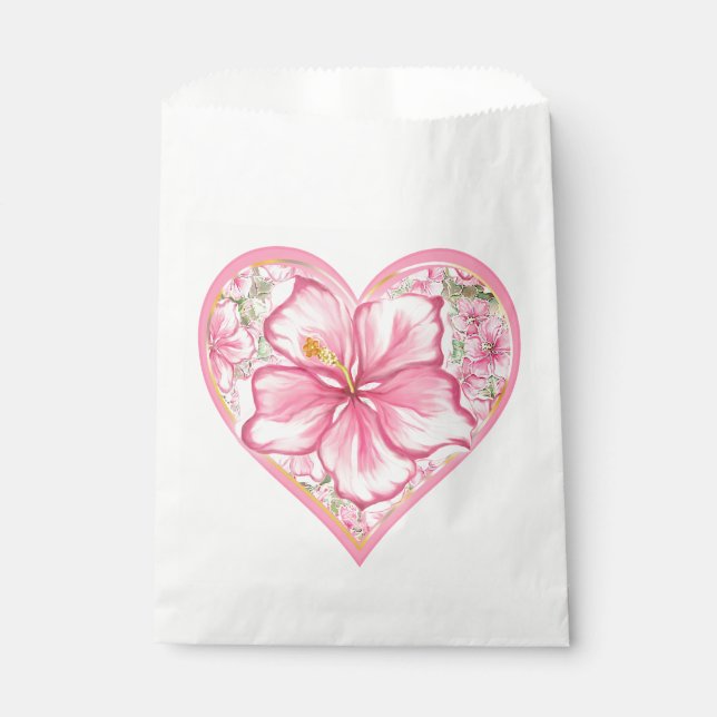 Hibiscus & lace PINK Favour Bag (Front)
