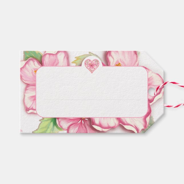 Hibiscus & lace PINK Gift Tags (Front (Horizontal))