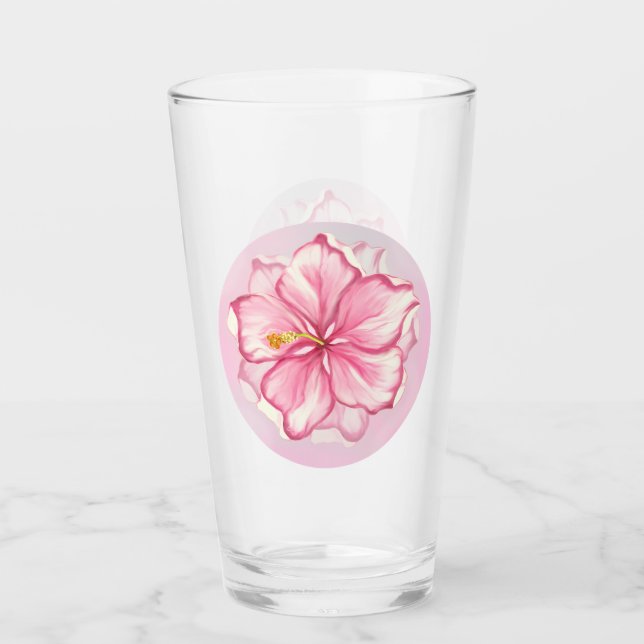 Hibiscus & lace PINK Glass (Front)