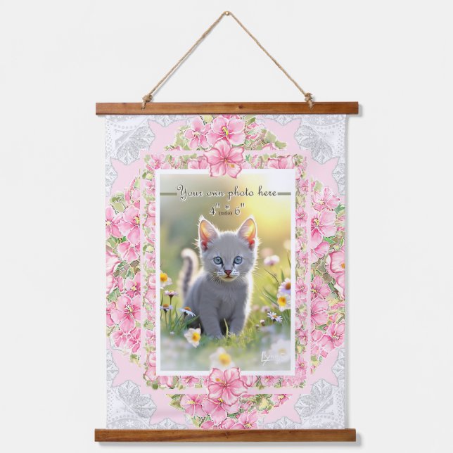 Hibiscus & lace PINK Hanging Tapestry (Front)