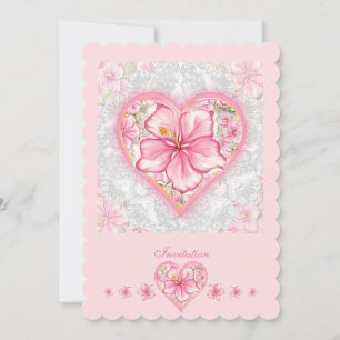 Hibiscus & lace PINK Invitation