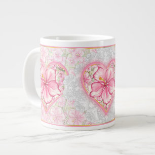 Hibiscus & lace PINK Large Coffee Mug