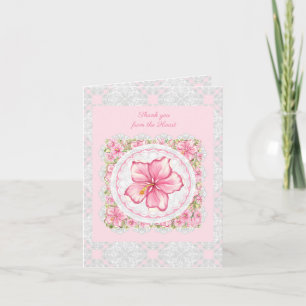 Hibiscus & lace PINK Note Card