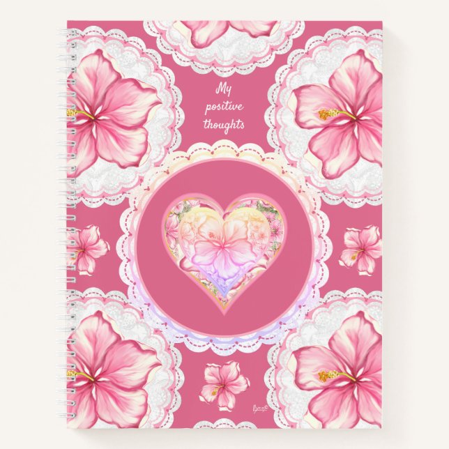 Hibiscus & lace PINK Notebook (Front)