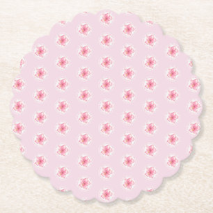 Hibiscus & lace PINK Paper Coaster