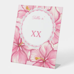 Hibiscus & lace PINK Pedestal Sign